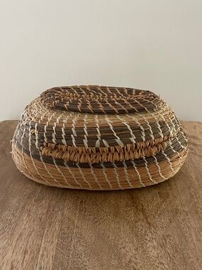Vintage Panama Embera Choco Handwoven Lidded Basket w Provenance Document